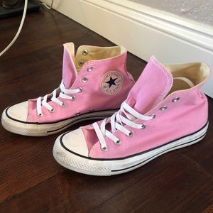 Bubblegum pink high top converse